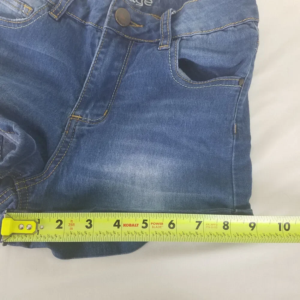 Refuge Denim Shorts Womens 0 Blue Jean Mid Rise‎ Mom Cuffed Hem Dark Wash - Picture 5 of 12